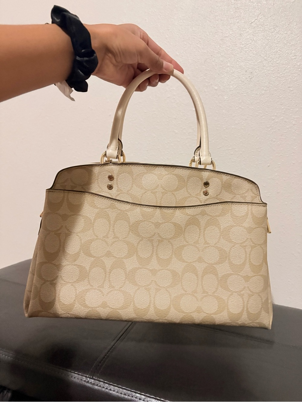 Coach Leather Lillie Carryall Signature Canvas in Beige W/ Gold Hardware - Picture 3 of 10